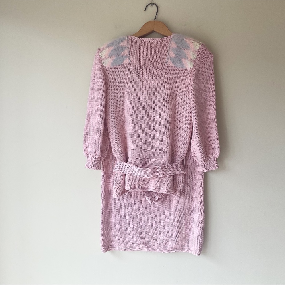 Vintage 1980’s Custom Knit Pink Two Piece Sweater and Skirt Set - Picture 4 of 15